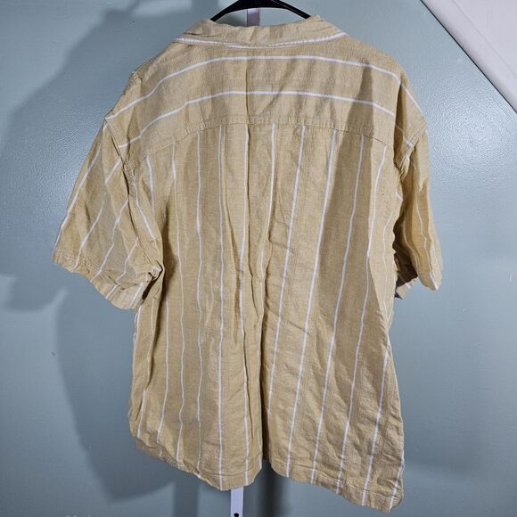 American Eagle Poolside Striped Button-Up Shirt Yellow Mens XXL - Picture 8 of 11